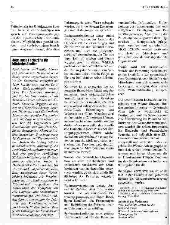 Vorschauseite 2: Gedanken zur zukünftigen Qualitätssicherung in Praxis und Spital