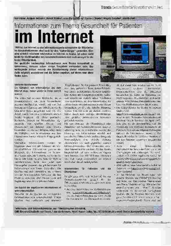 Vorschauseite 1: Informationen zum Thema Gesundheit für Patienten im Internet