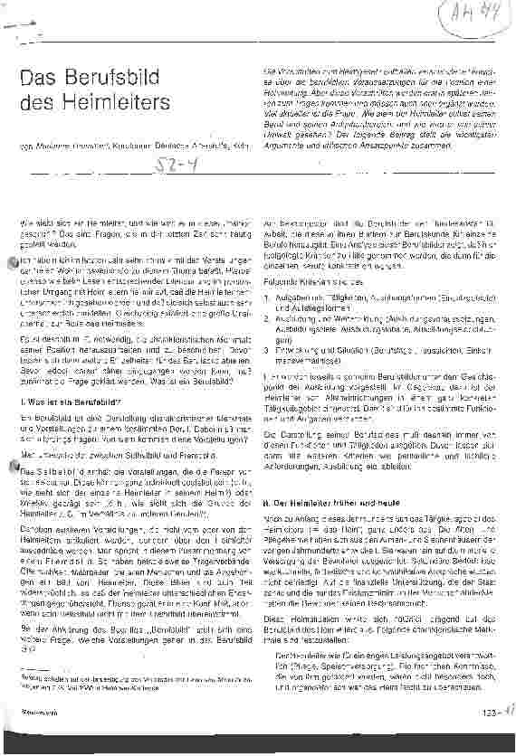 Vorschauseite 1: Das Berufsbild des Heimleiters Kuratorium Deutsche Altershilfe