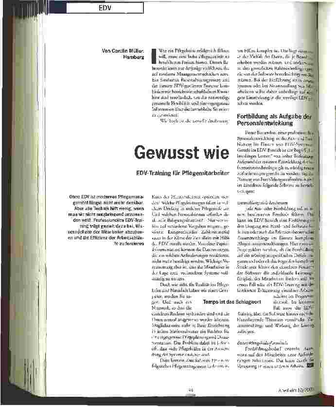 Vorschauseite 1: Gewusst wie EDV-Training für Pflegemitarbeiter