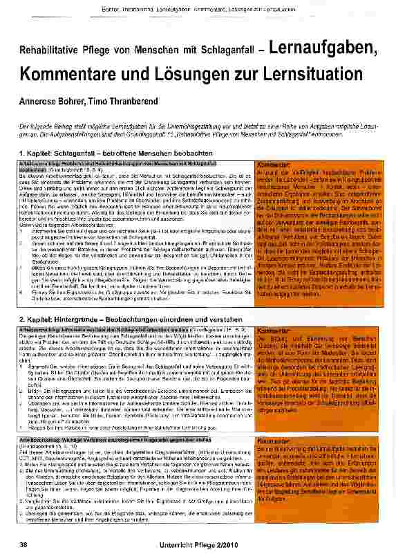 Vorschauseite 1: Kommentare und Lösungen zur Lernsituation