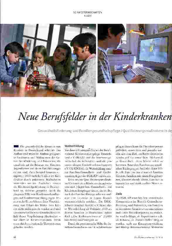 Vorschauseite 1: Neue Berufsfelder in der Kinderkrankenpflege