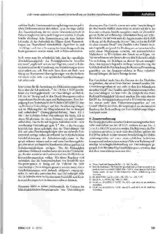Vorschauseite 6: Das gemeinschaftsrechtliche freizügigkeitsakzessorische Diskriminierungsverbot und die steuerliche Behandlung von Krankenversicherungsbeiträgen