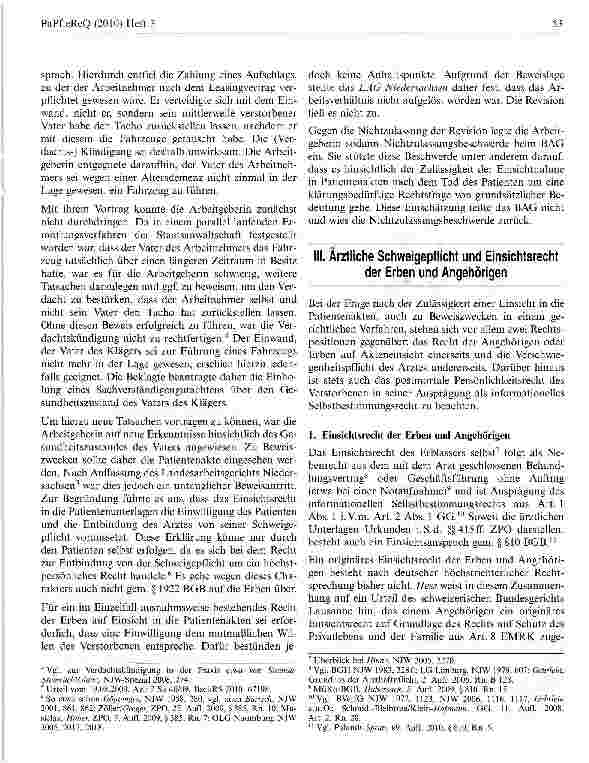 Vorschauseite 2: Die Einsichtnahme in Patientenakten nach dem Tod des Patienten
