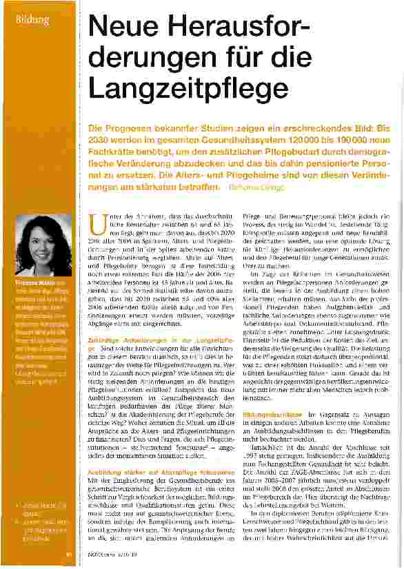 Vorschauseite 1: Neue Herausforderungen für die Langzeitpflege