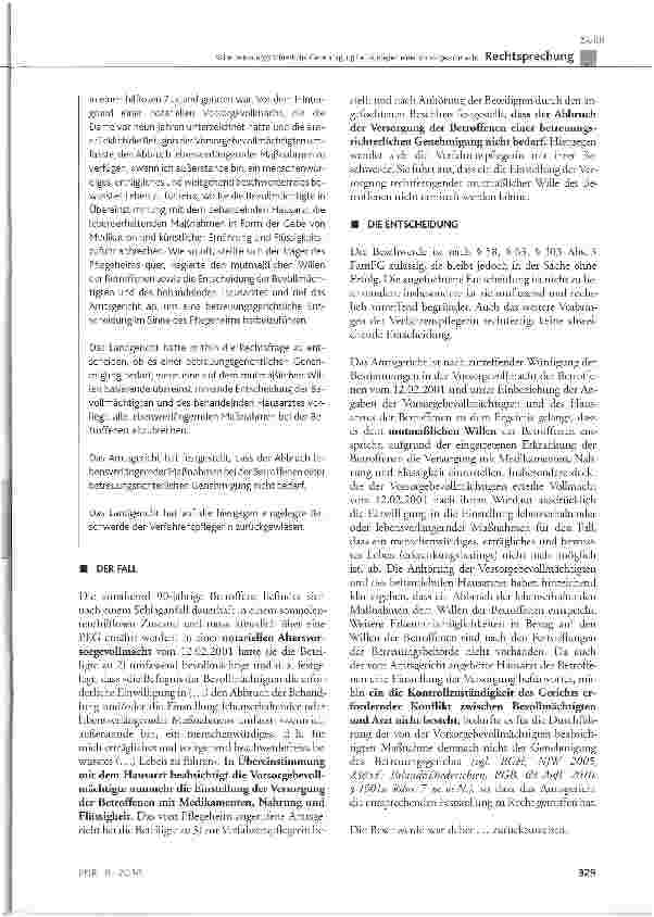 Vorschauseite 2: Keine betreuungsrichterliche Genehmigung bei Vorliegen einer Vorsorgevollmacht