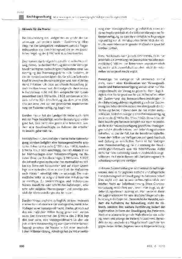 Vorschauseite 3: Keine betreuungsrichterliche Genehmigung bei Vorliegen einer Vorsorgevollmacht