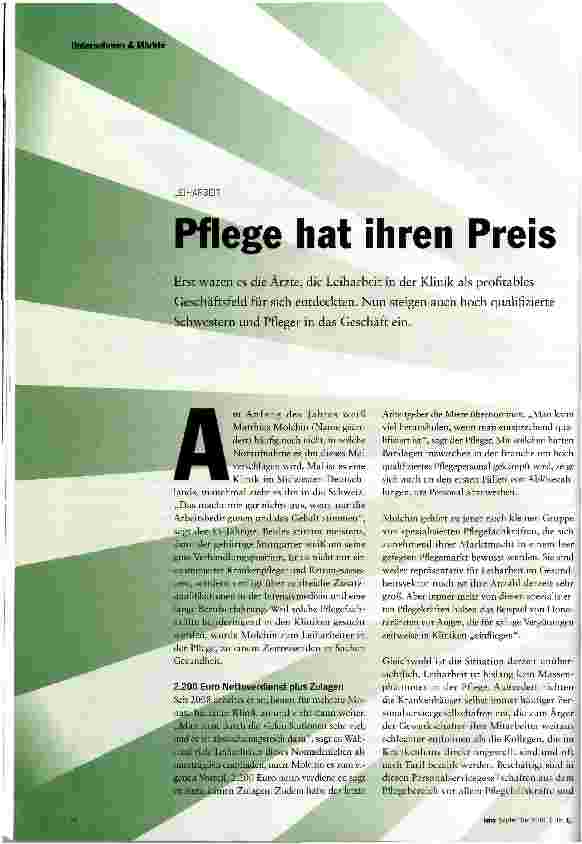 Vorschauseite 1: Pflege hat ihren Preis