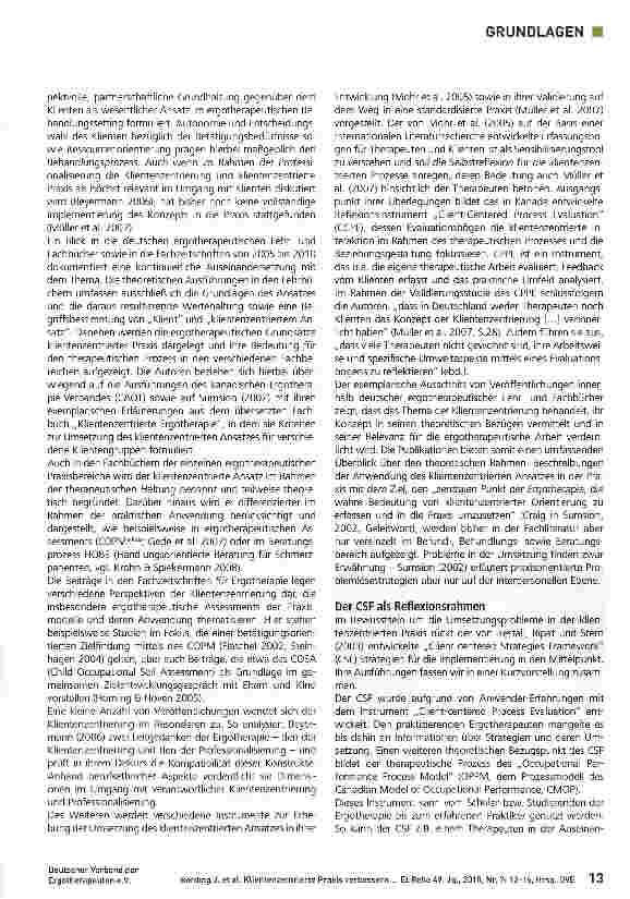 Vorschauseite 2: Klientenzentrierte Praxis verbessern -mit Hilfe des „Client-centered StrategiesFramework (CSF) - Teil 1