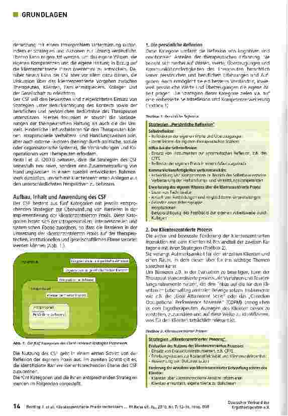Vorschauseite 3: Klientenzentrierte Praxis verbessern -mit Hilfe des „Client-centered StrategiesFramework (CSF) - Teil 1