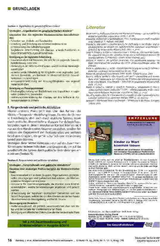 Vorschauseite 5: Klientenzentrierte Praxis verbessern -mit Hilfe des „Client-centered StrategiesFramework (CSF) - Teil 1