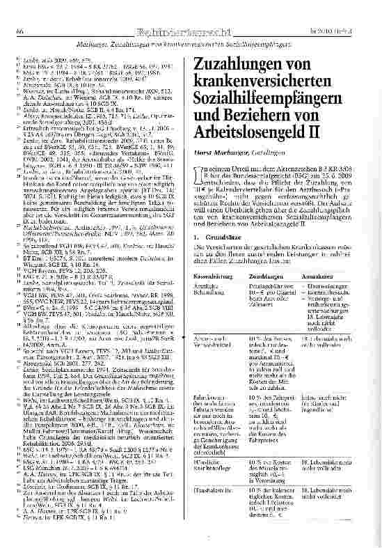 Vorschauseite 1: Zuzahlungen von krankenversicherten Sozialhilfeempfängern und Beziehern von Arbeitslosengeld II