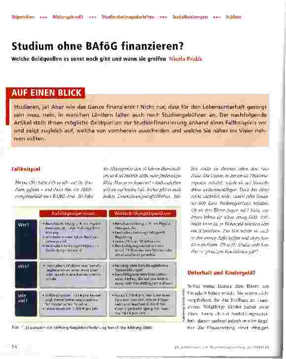 Vorschauseite 1: Studium ohne BAföG finanzieren?