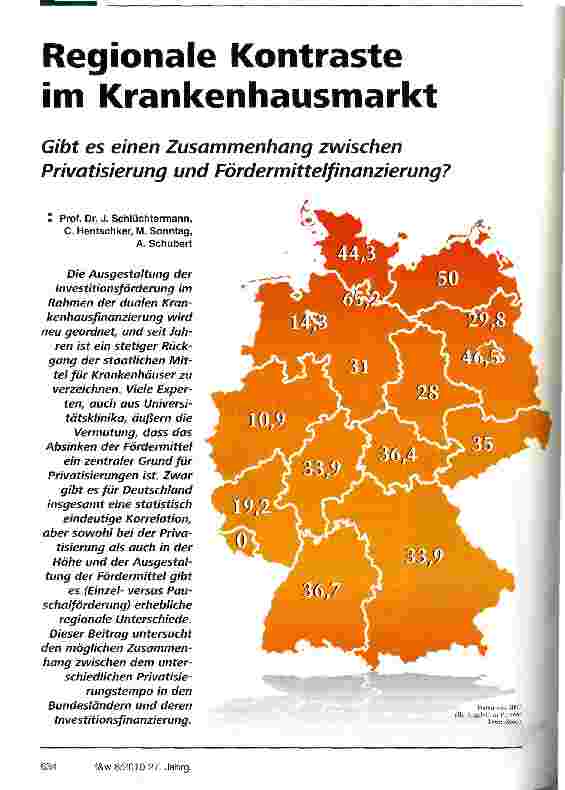 Vorschauseite 1: Regionale Kontraste im Krankenhausmarkt
