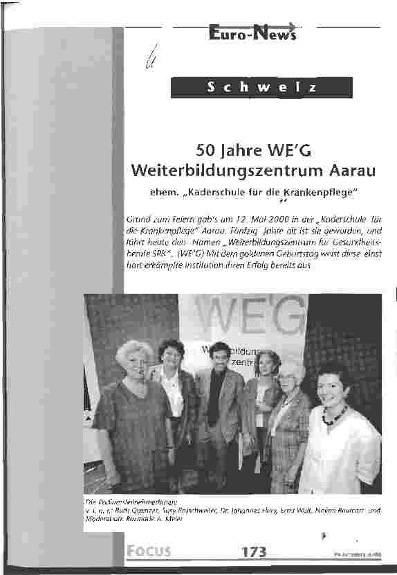 Vorschauseite 1: 50 Jahre WEG Weiterbildungszentrum Aarau ehem. Kaderschule für die Krankenpflege