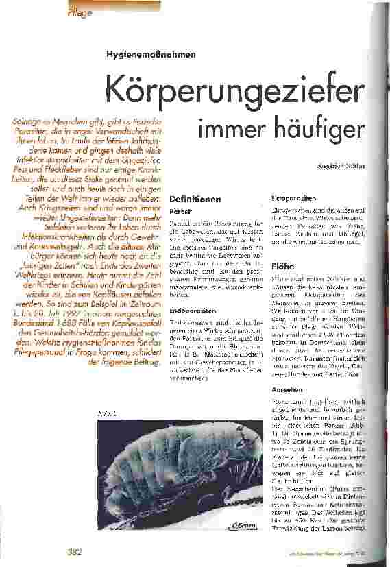 Vorschauseite 1: Körperungeziefer immer häufiger Hygienemaßnahmen