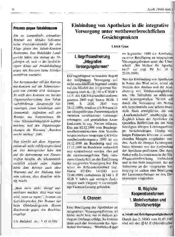 Vorschauseite 1: Einbindung von Apotheken in die integrative Versorgung unter wettbewerbsrechtlichen Gesichtspunkten