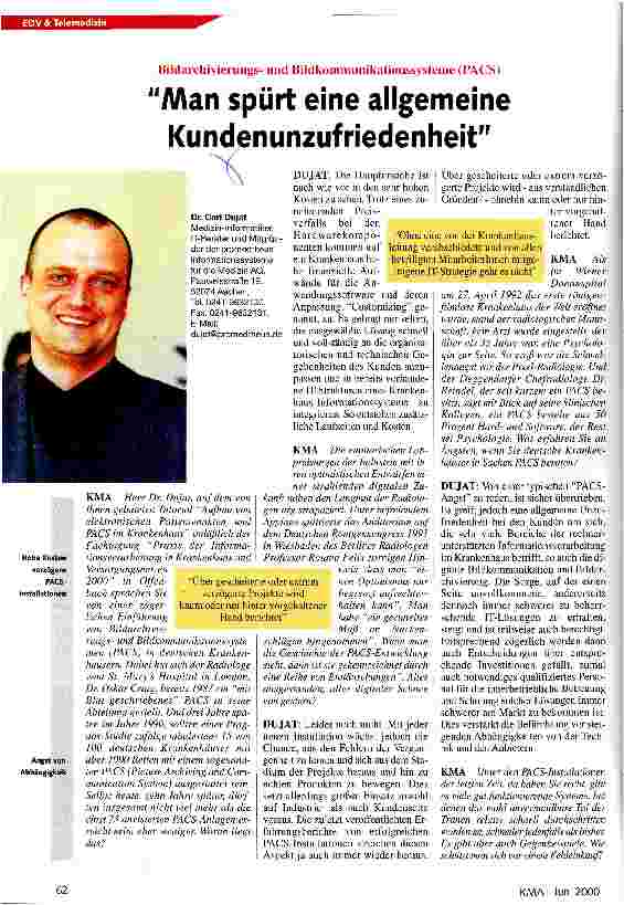 Vorschauseite 1: Man spürt eine allgemeine Kundenunzufriedenheit Bildarchivierungsund Bildkommunikationssysteme (PACS)