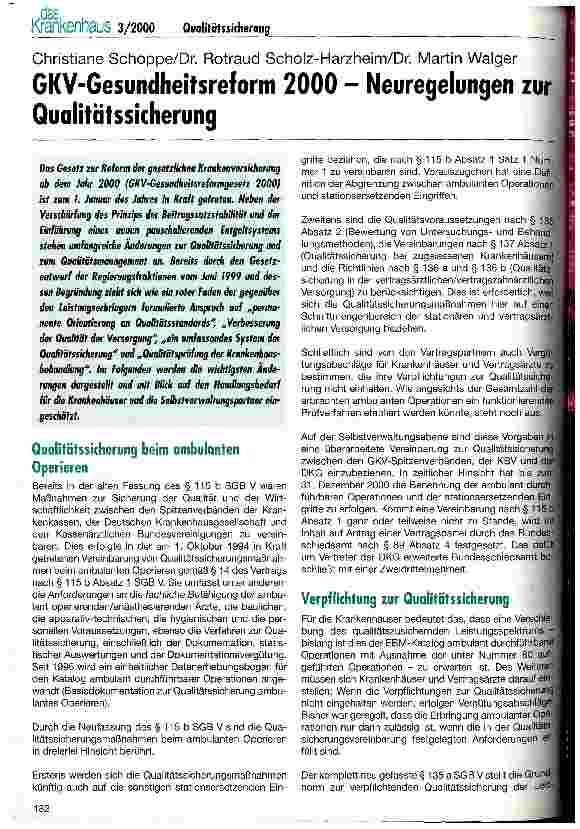 Vorschauseite 1: GKV-Gesundheitsreform 2000 - Neuregelungen zur Qualitätssicherung