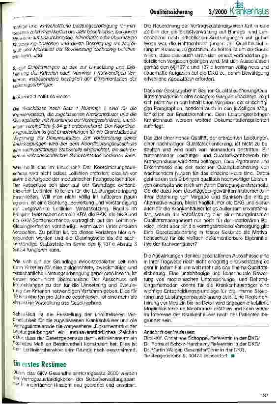 Vorschauseite 4: GKV-Gesundheitsreform 2000 - Neuregelungen zur Qualitätssicherung