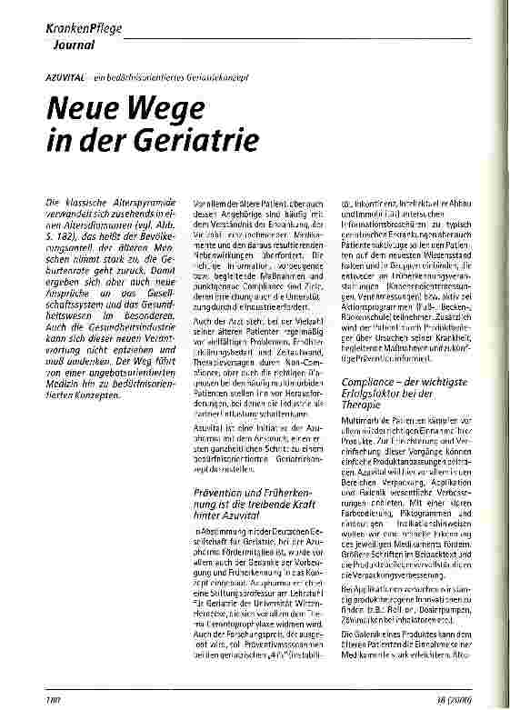 Vorschauseite 1: Neue Wege in der Geriatrie