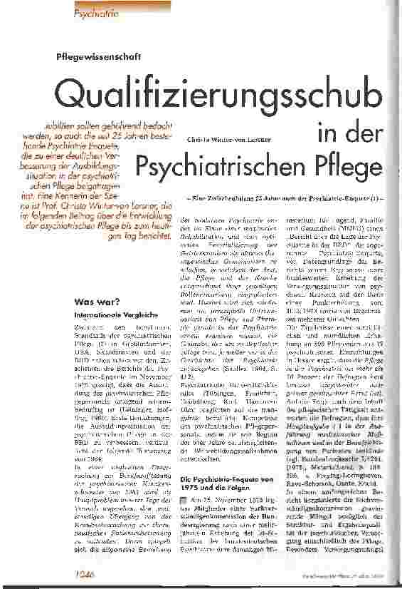 Vorschauseite 1: Qualifizierungsschub in der Psychiatrischen Pflege Pflegewissenschaft