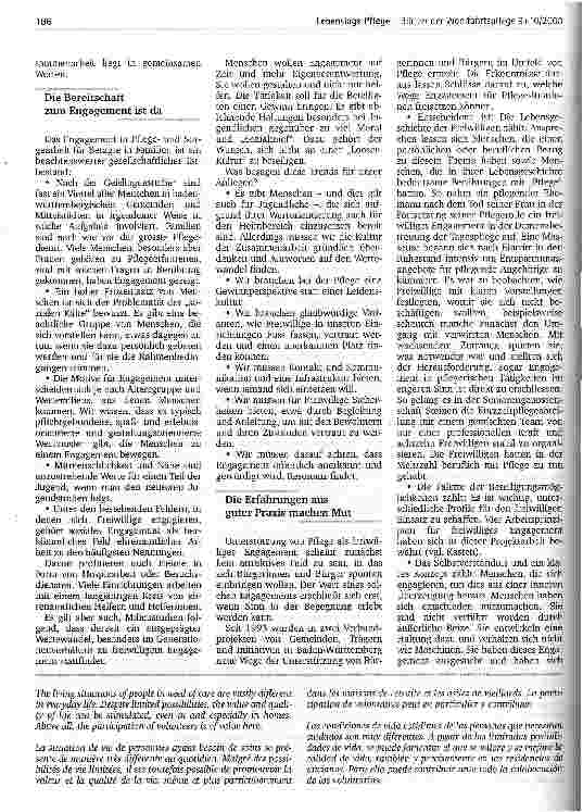 Vorschauseite 2: Ein neuer Weg Bürgerengagement in der Pflege - von der Utopie zum Projekt