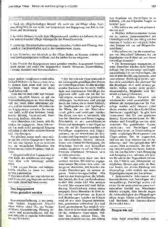Vorschauseite 3: Ein neuer Weg Bürgerengagement in der Pflege - von der Utopie zum Projekt