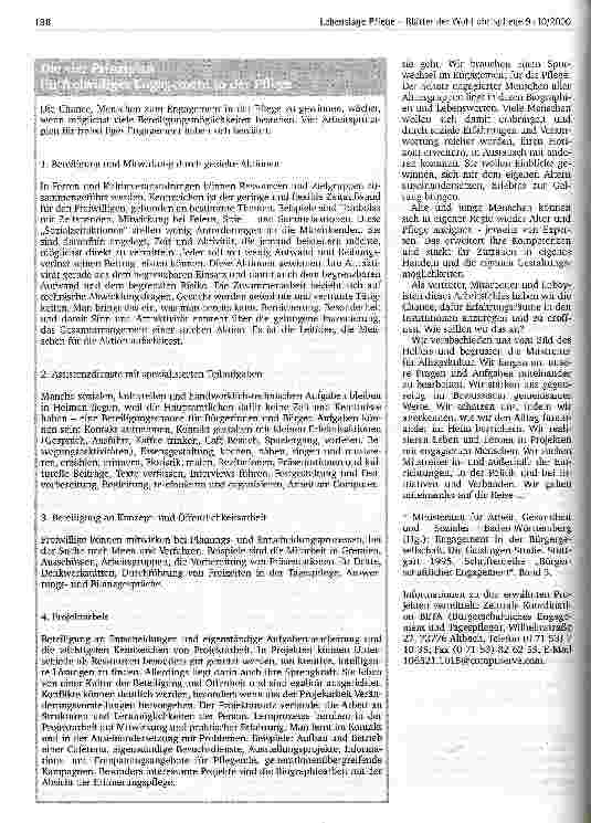 Vorschauseite 4: Ein neuer Weg Bürgerengagement in der Pflege - von der Utopie zum Projekt