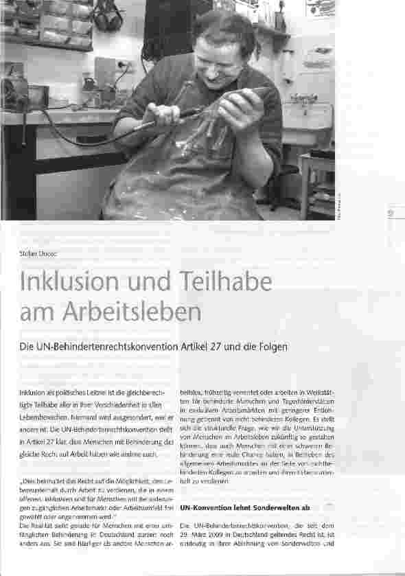 Vorschauseite 1: Inklusion und Teilhabe am Arbeitsleben