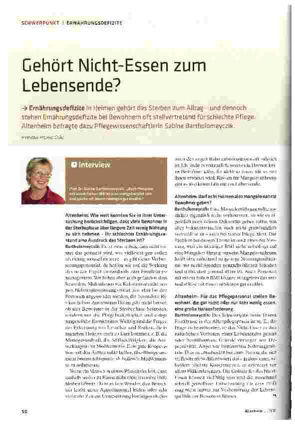 Vorschauseite 1: Gehört Nicht-Essen zum Lebensende?