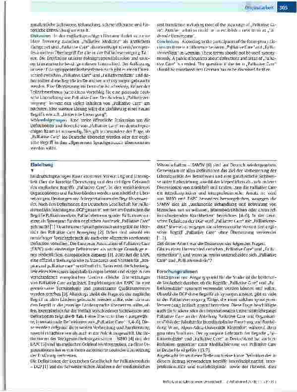 Vorschauseite 2: Gibt es einen Unterschied zwischen Palliative Care und Palliativmedizin?Is there a Difference Between Palliative Care and Palliative Mediane?
