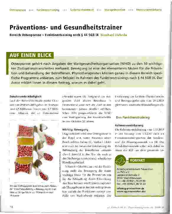 Vorschauseite 1: Präventionsund Gesundheitstrainer