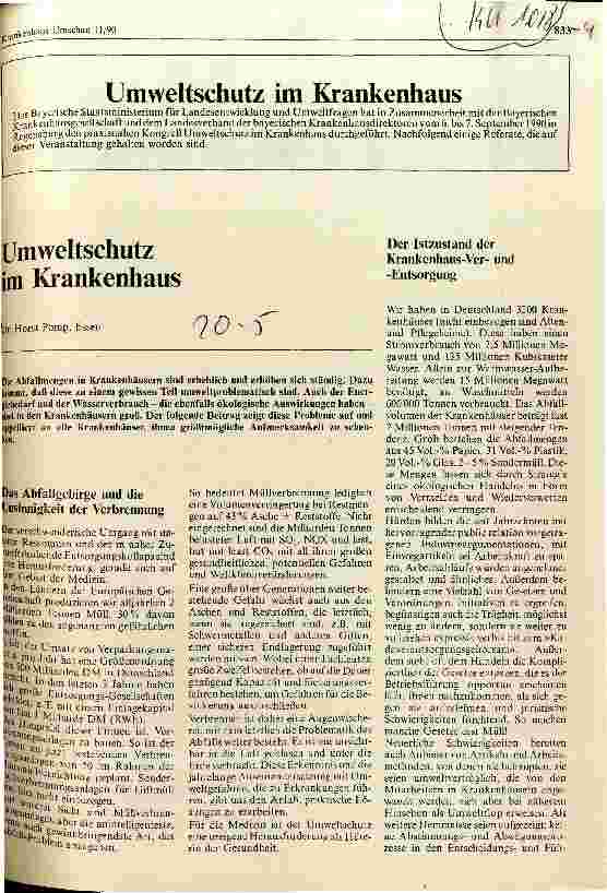 Vorschauseite 1: Umweltschutz im Krankenhaus