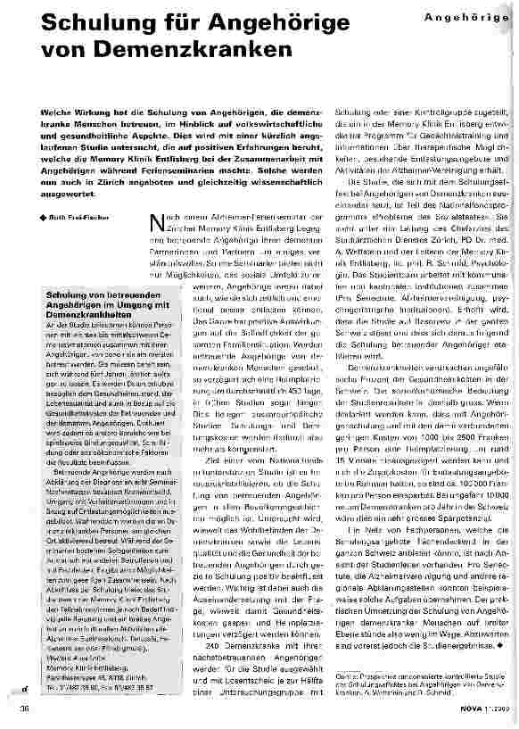 Vorschauseite 1: Schulung für Angehörige von Demenzkranken