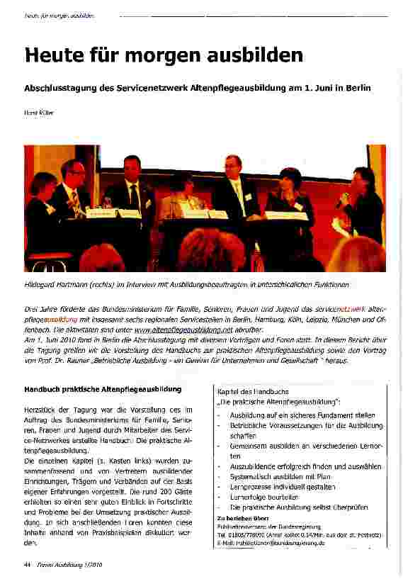 Vorschauseite 1: Heute für morgen ausbilden