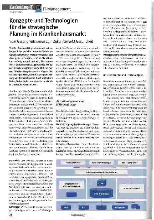 Vorschauseite 1: Konzepte und Technologien für die strategische Planung im Krankenhausmarkt