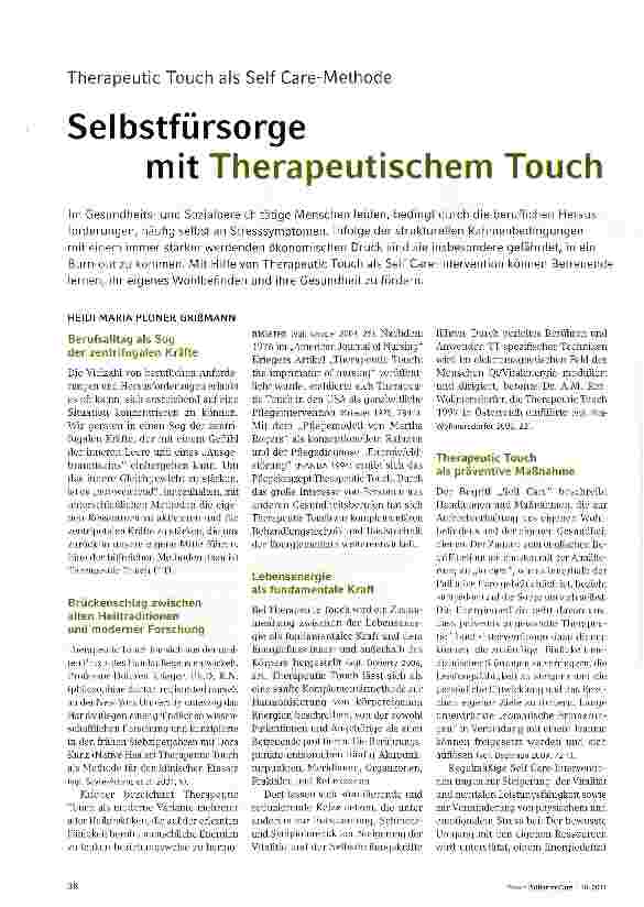 Vorschauseite 1: Therapeutic Touch als Seif Care-Methode Selbstfürsorge mit Therapeutischem Touch