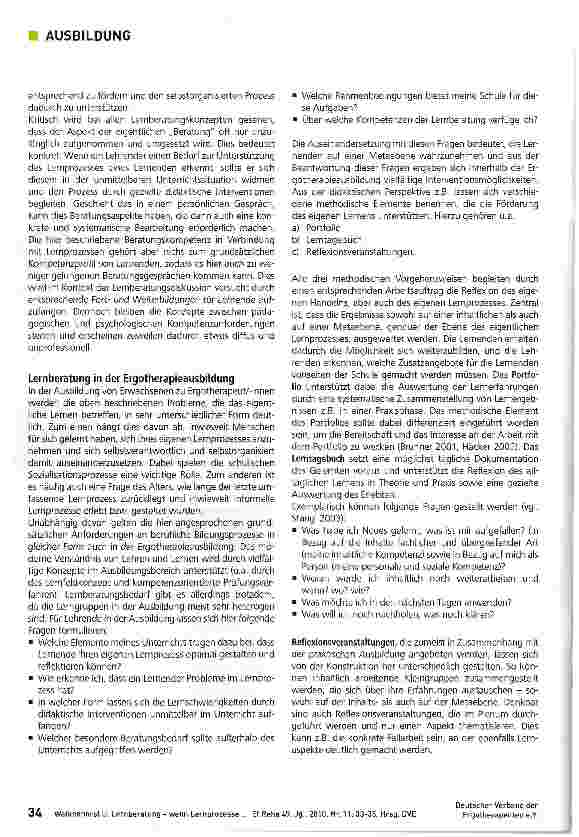 Vorschauseite 2: Ausbildungs-Glossar Teil 10 Lernberatung -wenn Lernprozesse der Unterstützung bedürfen