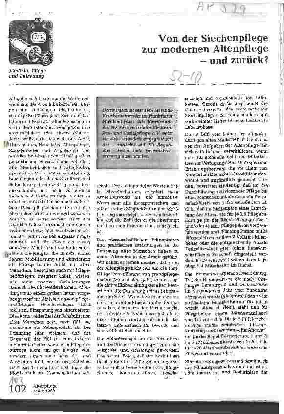 Vorschauseite 1: Von der Siechenpflege zur modernen Altenpflege - und zurück?