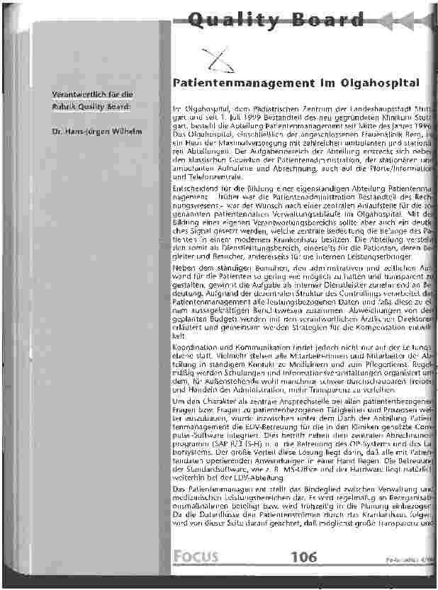 Vorschauseite 1: Patientenmanagement im Olgahospital