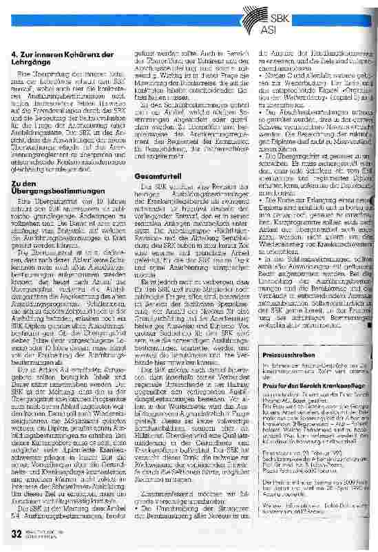 Vorschauseite 3: Revision der Ausbildungsbestimmungen für die Krankenpflegeberufe Stellungnahme des SBK