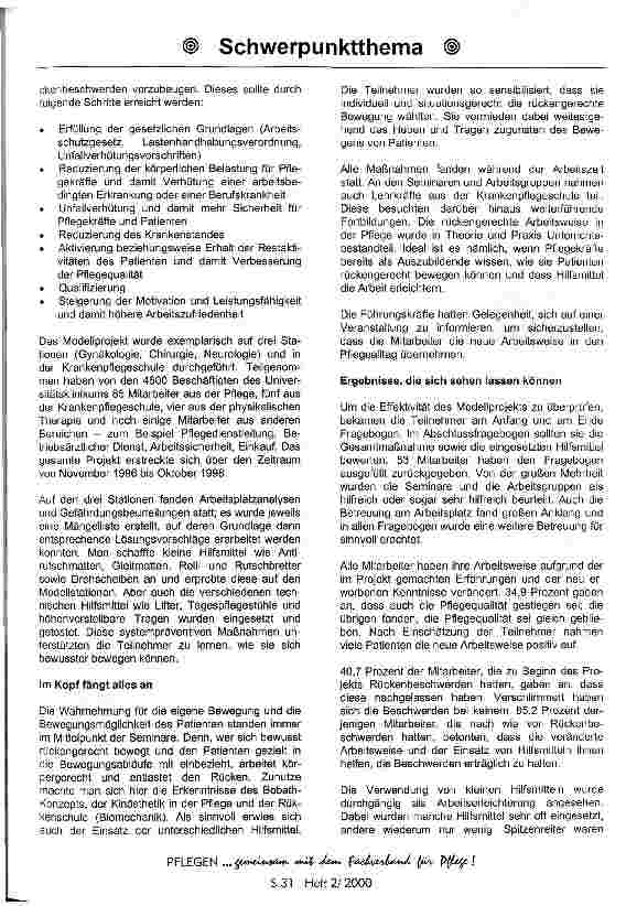 Vorschauseite 3: Erfolgreiches Modellprojekt: Gesundheitsförderung in der Pflege