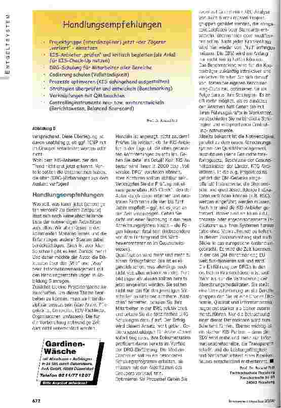 Vorschauseite 4: DRGs: KIS-Check ist angesagt Nicht mit einer Notlösung in das neue Abrechnungssystem starten!