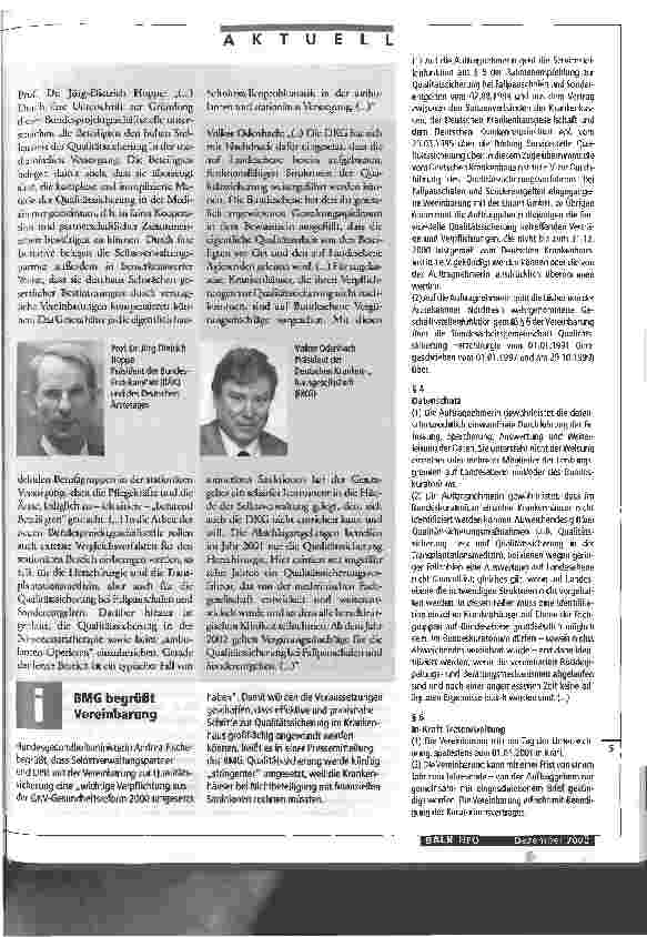 Vorschauseite 2: Vertrag über die Beauftragung der Bundesgeschäftsstelle Qualitätssicherung gGmbH (BQS) zur Entwicklung und Umsetzung von Qualitätssicherungsmaßnahmen im Krankenhaus