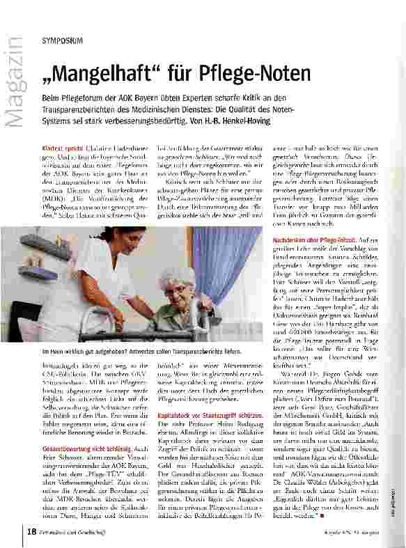 Vorschauseite 1: „Mangelhaft für Pflege-Noten