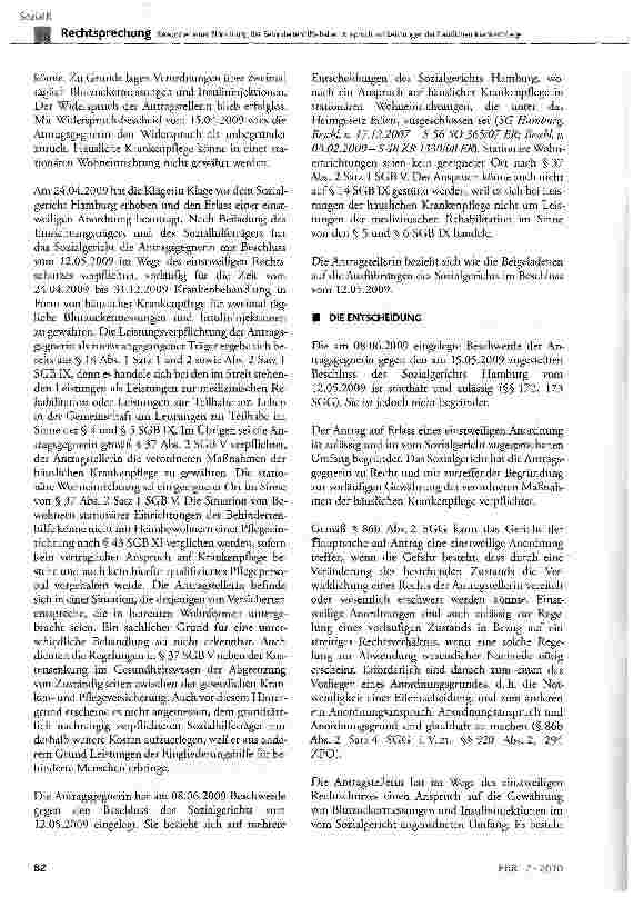Vorschauseite 2: Bewohner einer Einrichtung der Behindertenhilfe haben Anspruch auf Leistungen der häuslichen Krankenpflege