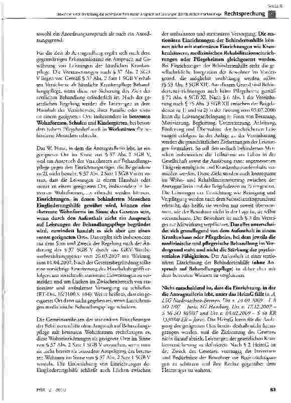 Vorschauseite 3: Bewohner einer Einrichtung der Behindertenhilfe haben Anspruch auf Leistungen der häuslichen Krankenpflege