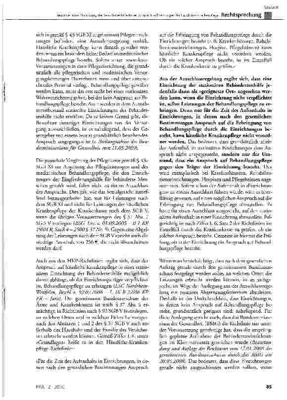 Vorschauseite 5: Bewohner einer Einrichtung der Behindertenhilfe haben Anspruch auf Leistungen der häuslichen Krankenpflege
