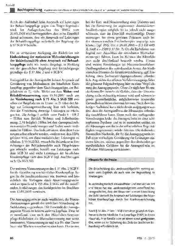 Vorschauseite 6: Bewohner einer Einrichtung der Behindertenhilfe haben Anspruch auf Leistungen der häuslichen Krankenpflege